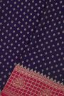 Banarasi Kaddi Georgette Navy Blue Saree With Floral Buttis Body