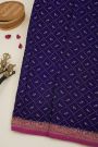 Banarasi Kaddi Georgette Navy Blue Saree With Birds In Cross Checks Body