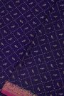 Banarasi Kaddi Georgette Navy Blue Saree With Birds In Cross Checks Body