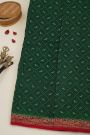 Banarasi Kaddi Georgette Bottle Green Saree With Birds In Cross Checks Body