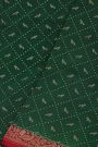 Banarasi Kaddi Georgette Bottle Green Saree With Birds In Cross Checks Body