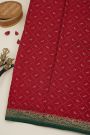 Banarasi Kaddi Georgette Red Saree With Birds In Cross Checks Body