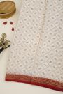 Banarasi Kaddi Georgette Off White Saree With Peacocks In Cross Checks Body