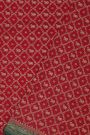 Banarasi Kaddi Georgette Red Saree With Florals And Pichwai Cows In Cross Checks Body