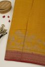 Banarasi Kaddi Georgette Mustard Saree With Florals And Peacocks Body