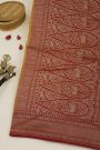 Banarasi Kaddi Georgette Mustard Saree With Florals And Peacocks Body