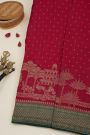 Banarasi Kaddi Georgette Red Saree With Florals And Peacocks Body