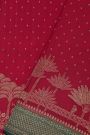 Banarasi Kaddi Georgette Red Saree With Florals And Peacocks Body