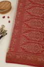 Banarasi Kaddi Georgette Off White Saree With Florals And Cranes Body