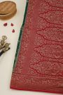 Banarasi Kaddi Georgette Bottle Green Saree With Florals And Cranes Body