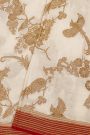 Fancy Georgette Off White Saree With Florals And Leaves With Birds Body And Contrast Kaddi Border