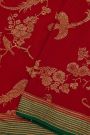 Fancy Georgette Red Saree With Florals And Leaves With Birds Body And Contrast Kaddi Border