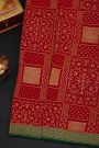 Fancy Georgette Red Saree With Florals And Leaves With Birds Body And Contrast Kaddi Border