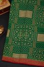 Fancy Georgette Bottle Green Saree With Florals And Leaves Body And Contrast Florals And Leaves Border