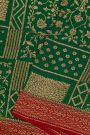 Fancy Georgette Bottle Green Saree With Florals And Leaves Body And Contrast Florals And Leaves Border