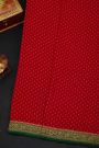 Fancy Georgette Red Saree With Florals And Buttis Body And Contrast Florals And Leaves With Animals And Birds Border