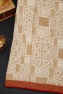 Fancy Georgette Off White Saree With Florals And Leaves Body And Contrast Florals And Leaves Border