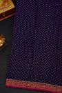 Fancy Georgette Dark Violet Saree With Floral Buttis Body And Contrast Florals And Leaves With Animals And Birds Border
