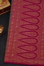 Fancy Georgette Dark Violet Saree With Floral Buttis Body And Contrast Florals And Leaves With Animals And Birds Border