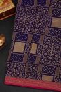 Fancy Georgette Royal Blue Saree With Florals And Leaves Body And Contrast Florals And Leaves Border