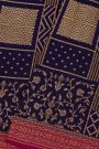 Fancy Georgette Royal Blue Saree With Florals And Leaves Body And Contrast Florals And Leaves Border