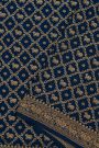 Fancy Georgette Indigo Saree With Diamond Grid Zari Jaal With Elephant Buttis Body And Contrast Florals And Leaves With Animals Border