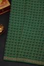 Fancy Georgette Bottle Green Saree With Diamond Grid Zari Jaal And Elephant Buttis Body And Self Florals And Animals Border
