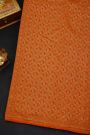Fancy Georgette Orange Saree With Diamond Grid Zari Jaal And Elephant Buttis Body And Self Florals And Animals Border