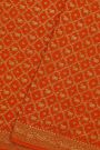 Fancy Georgette Orange Saree With Diamond Grid Zari Jaal And Elephant Buttis Body And Self Florals And Animals Border