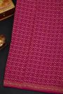Fancy Georgette Rani Pink Saree With Diamond Grid Zari Jaal And Elephant Buttis Body And Self Florals And Animals Border