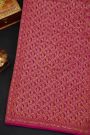 Fancy Georgette Rani Pink Saree With Diamond Grid Zari Jaal And Elephant Buttis Body And Self Florals And Animals Border