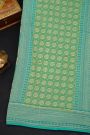 Fancy Georgette Sea Green Saree With Diamond Grid Zari Jaal, Elephant Buttis, Florals And Leaves Body And Self Florals And Animals Border