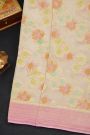 Fancy Georgette Off White Saree With Meenakari Floral Jaal Body And Contrast Diamonds And Florals Border