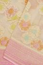 Fancy Georgette Off White Saree With Meenakari Floral Jaal Body And Contrast Diamonds And Florals Border