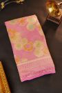 Fancy Georgette Light Pink Saree With Meenakari Floral Jaal Body And Self Diamonds In Zari, Florals And Leaves Border