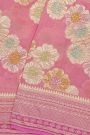 Fancy Georgette Light Pink Saree With Meenakari Floral Jaal Body And Self Diamonds In Zari, Florals And Leaves Border