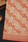 Fancy Georgette Peach Saree With Meenakari Floral Jaal Body And Self Diamonds In Zari And Florals Border