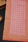 Fancy Georgette Peach Saree With Meenakari Floral Jaal Body And Self Diamonds In Zari And Florals Border