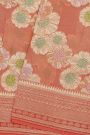 Fancy Georgette Peach Saree With Meenakari Floral Jaal Body And Self Diamonds In Zari And Florals Border