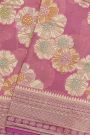 Fancy Georgette Pink Saree With Meenakari Floral Jaal Body And Self Diamonds In Zari And Florals Border