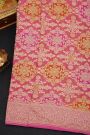 Fancy Georgette Peach Saree With Florals And Leaves Body And Self Florals And Leaves Border