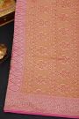 Fancy Georgette Peach Saree With Florals And Leaves Body And Self Florals And Leaves Border