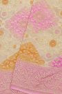 Fancy Georgette Off White Saree With Florals With Leaves Body And Self Florals And Leaves Jaal Border