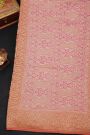 Fancy Georgette Peach Saree With Florals And Leaves Body And Self Florals And Leaves Border