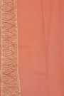 Fancy Georgette Peach Saree With Florals And Leaves Body And Self Florals And Leaves Border