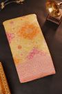 Fancy Georgette Mustard Saree With Florals And Leaves Body And Contrast Florals And Leaves Jaal Border