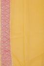 Fancy Georgette Mustard Saree With Florals And Leaves Body And Contrast Florals And Leaves Jaal Border