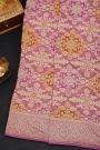 Fancy Georgette Peach Saree With Florals And Leaves Body And Self Florals And Leaves Jaal Border