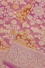 Fancy Georgette Peach Saree With Florals And Leaves Body And Self Florals And Leaves Jaal Border