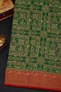 Fancy Georgette Bottle Green Saree With Florals And Leaves Body And Contrast Florals And Leaves Border